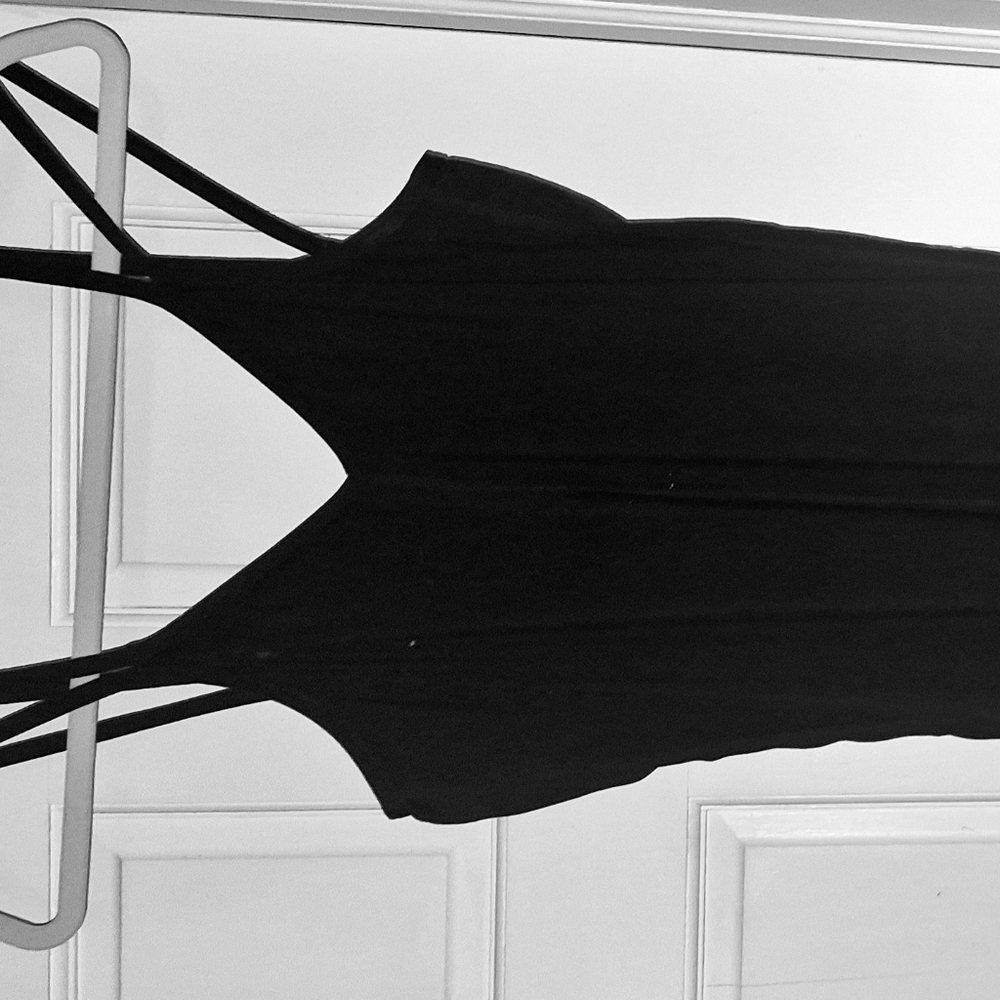 Black Cris-Cross Deep V Full Length Bodysuit.